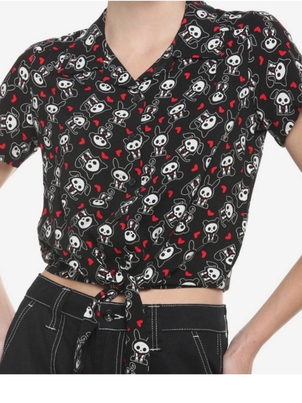 Hot Topic Skelanimals button up shirt with Tie accent